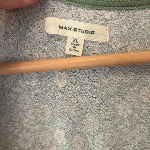 Max Studio Green Printed Ruffle Hem Wrap Dress XL - Picture 4 of 4